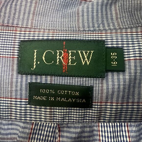J Crew Shirt Mens Large Oarsman Plaid Blue White Button Up Pocket Casual Vintage - Picture 4 of 7